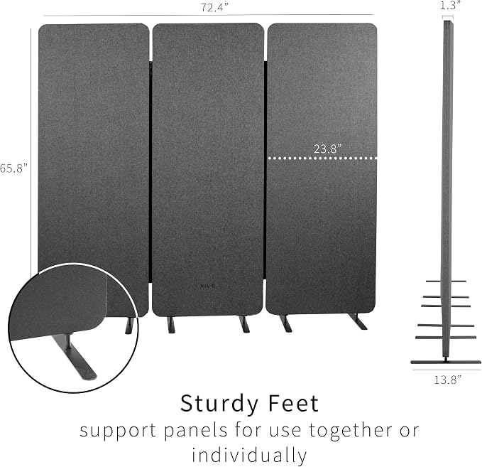 VIVO Freestanding 72 x 66 inch Privacy Panel, Cubicle Divider, Acoustic Wall - Image 3