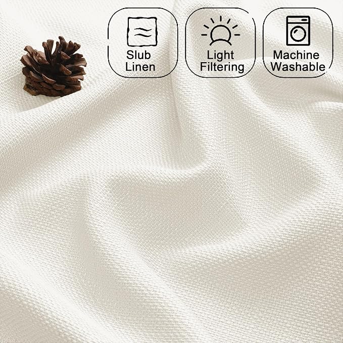 Chyhomenyc Short Curtains 36 Inch Length, Faux Linen Textured Small Kitchen - Image 5