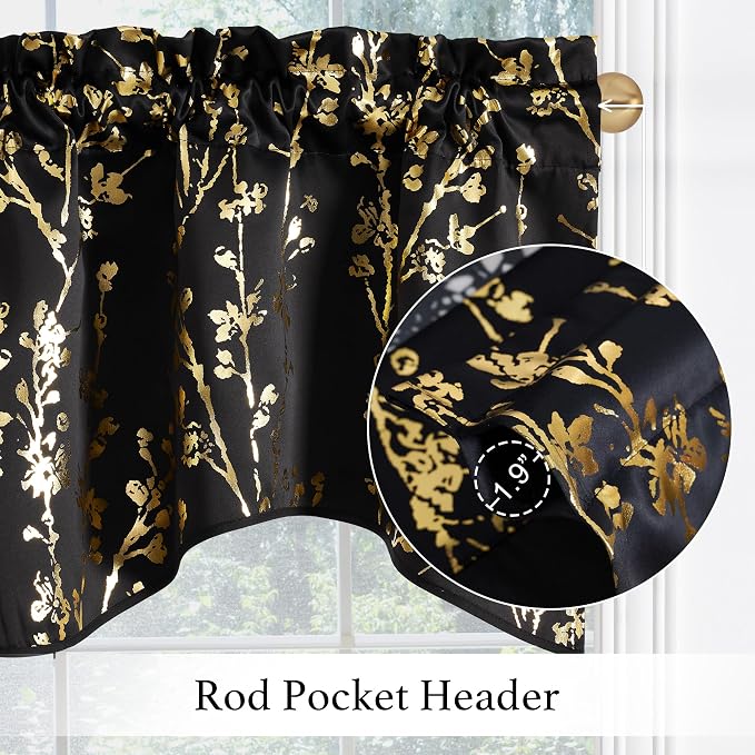 NICETOWN Blackout Floral Kitchen Valances - Image 3