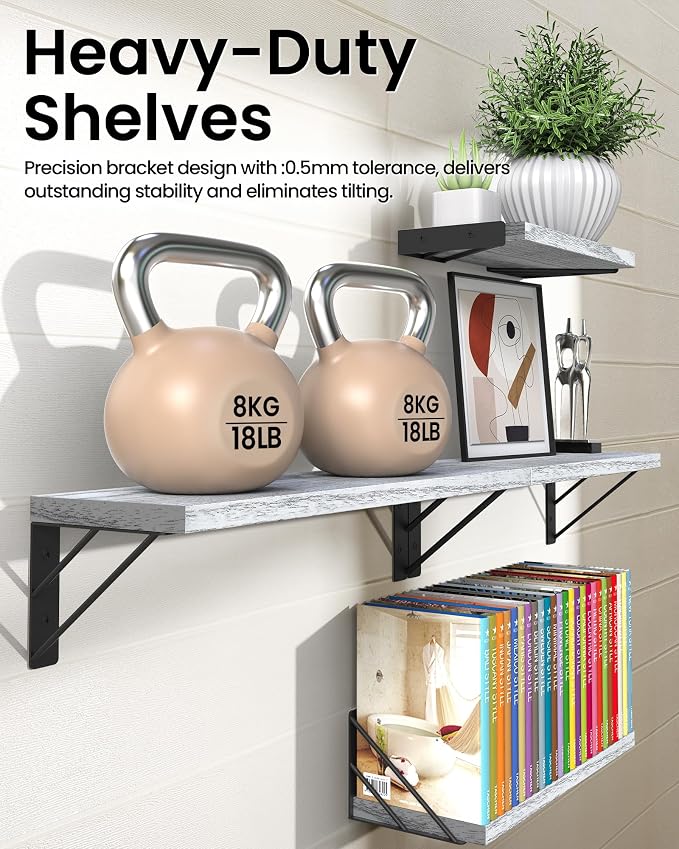 BAYKA Wall Shelves for Bedroom Decor, Floating Shelves for Living Room Kitchen - Image 4