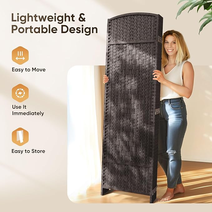 JOSTYLE Room Divider 6ft Tall Extra Wide Privacy Screen, 6-Panel Folding - Image 5