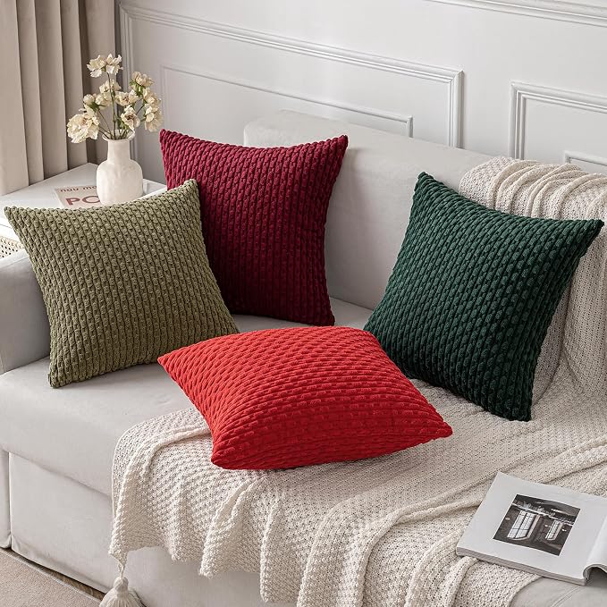 MIULEE Pack of 2 Decorative Throw Pillow Covers 18x18 Inch Soft Boho Striped - Image 4