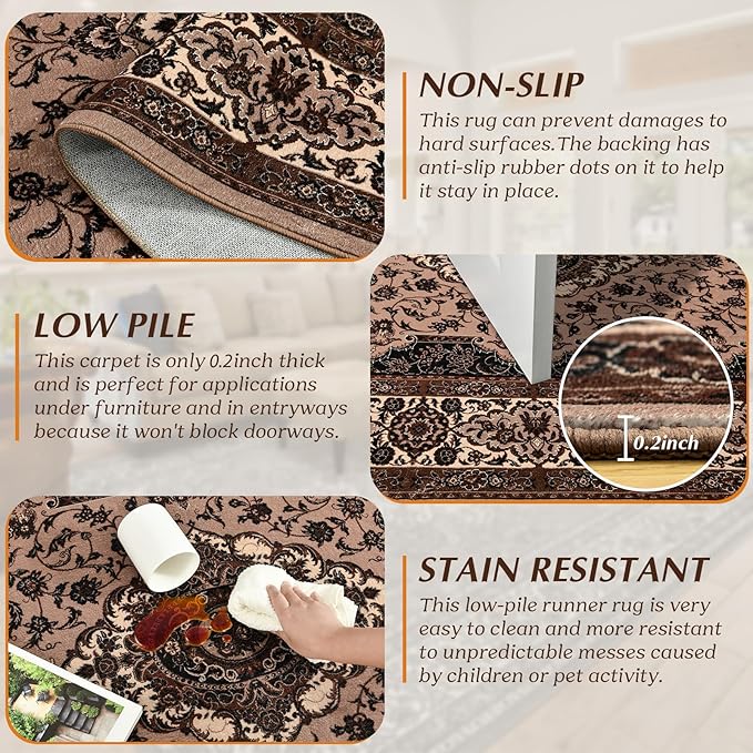 Area Rug for Living Room, Machine Washable Brown Rugs for Bedroom, 6x9Ft - Image 7