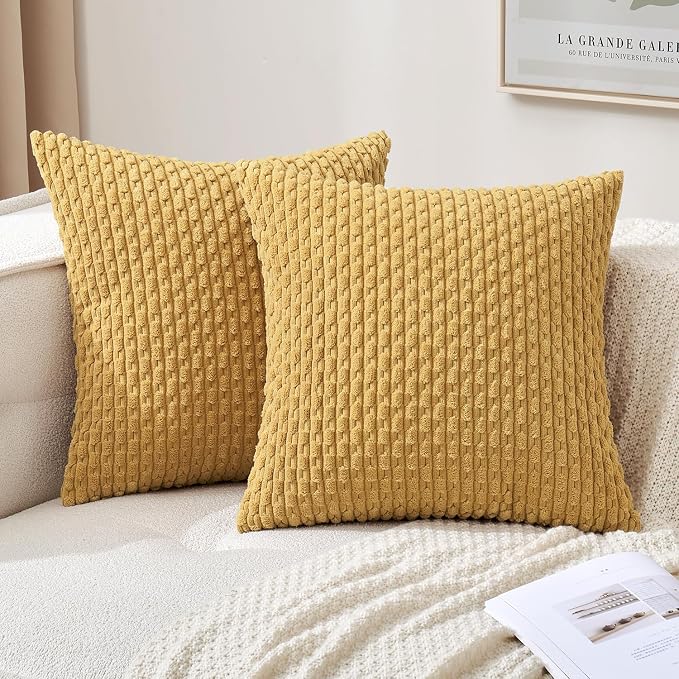 MIULEE Pack of 2 Decorative Throw Pillow Covers 18x18 Inch Soft Boho Striped by MIULEE