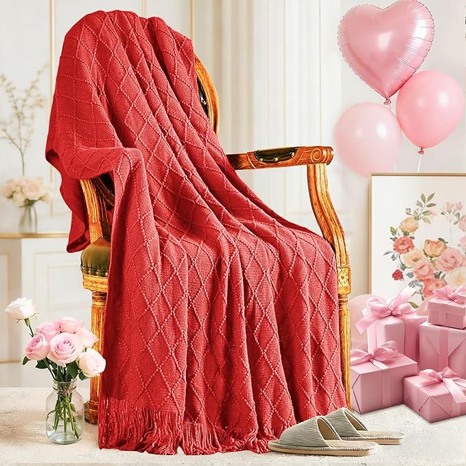 inhand Red Knitted Throw Blanket by inhand