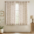 jinchan Linen Floral Curtains for Living Room 63 Inch Length Taupe Printed by JINCHAN