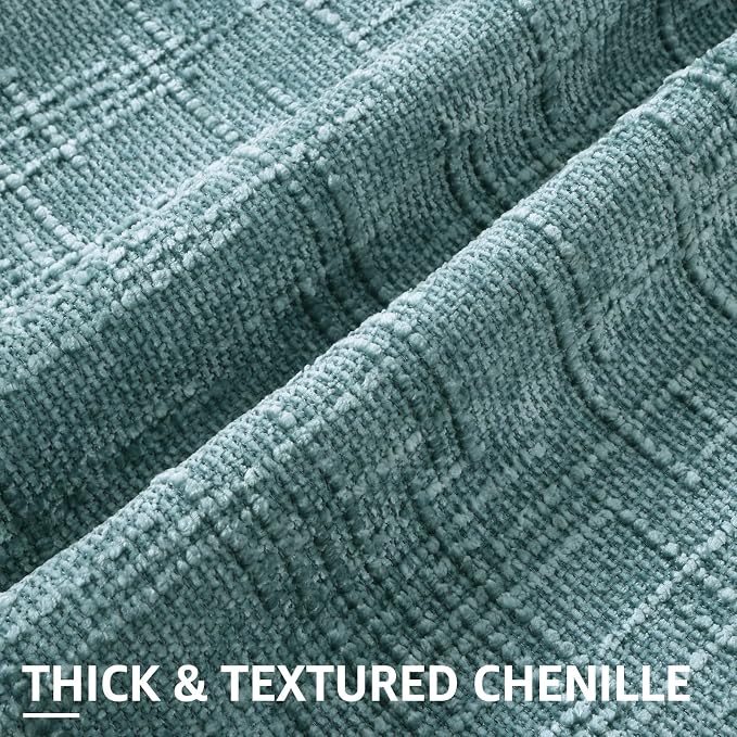 decorUhome Summer Teal Chenille Throw Pillow Covers 20x20 Set of 2 Textured - Image 2