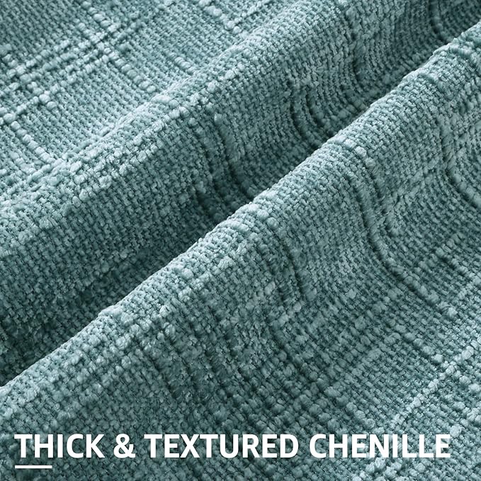decorUhome Summer Teal Chenille Euro Sham Throw Pillow Covers 24x24 Set of 2 - Image 2
