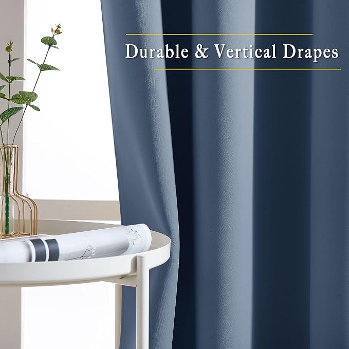 NICETOWN Stone Blue Room Divider Curtains 118 inches Long 2 Panels, Grommet - Image 5