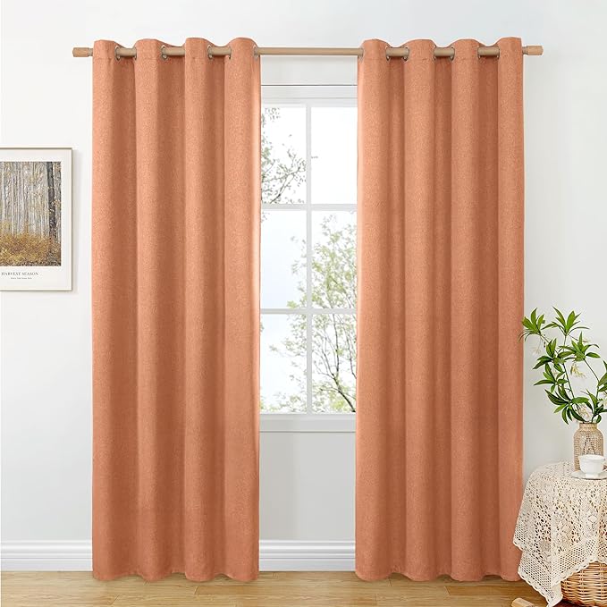 BGment Burnt Orange Linen Curtains by BGment