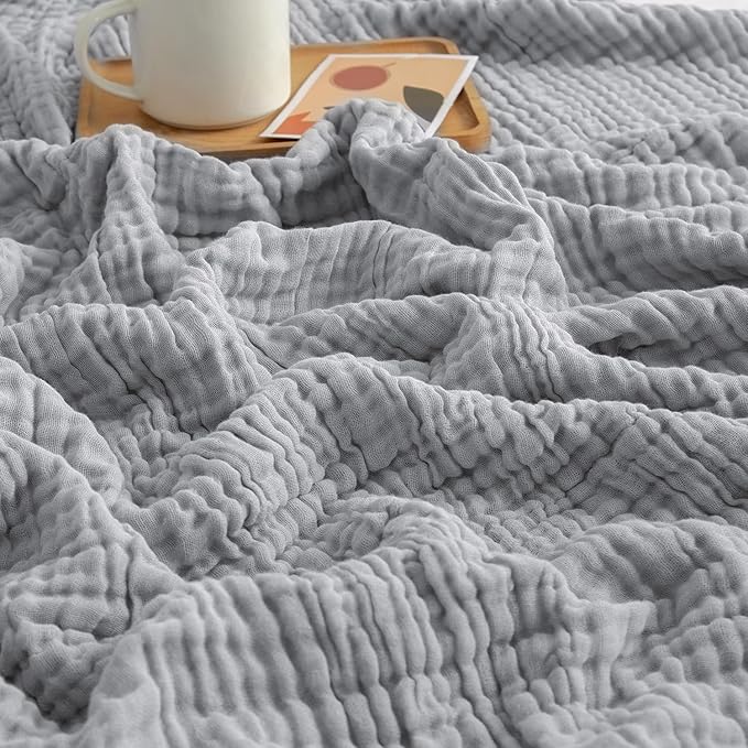 EMME Cooling Cotton Muslin King Blanket Bed Layering Bedspread Coverlet - Image 6