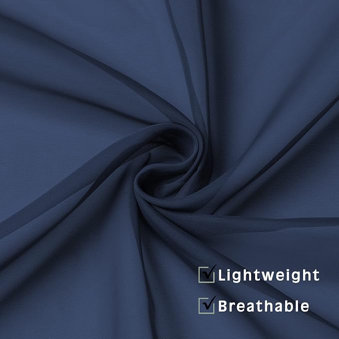 OWENIE Navy Blue Sheer Kitchen Valance - Image 5