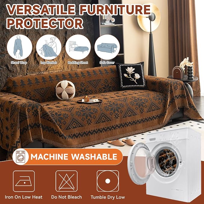 VClife Boho Couch Cover for Christmas 1 Piece Soft Warm Couch Cover for - Image 6