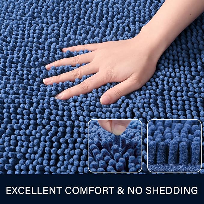 LOCHAS Luxury Bathroom Rug Shaggy Bath Mat 24 x 44 Inch, Washable Non Slip Bath - Image 3