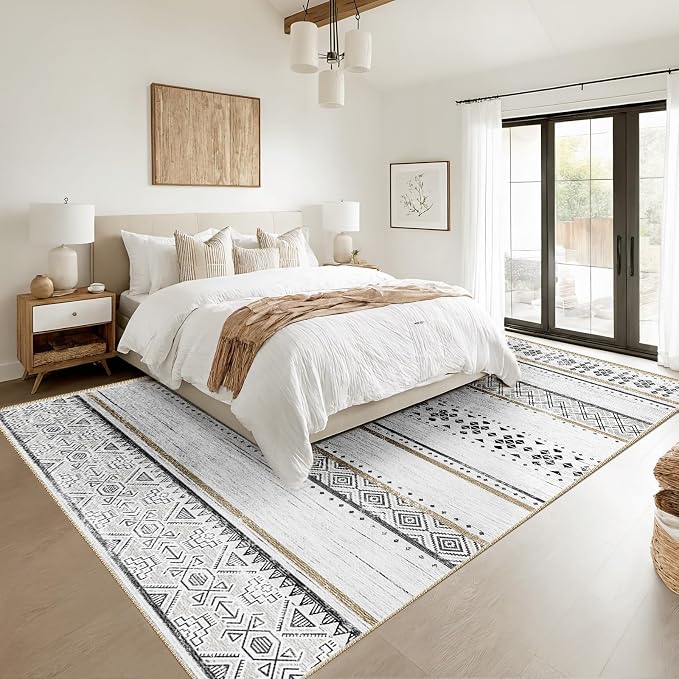 BESTSWEETIE 4x6 Area Rugs for Living Room Washable Moroccan Farmhouse Neutral - Image 9