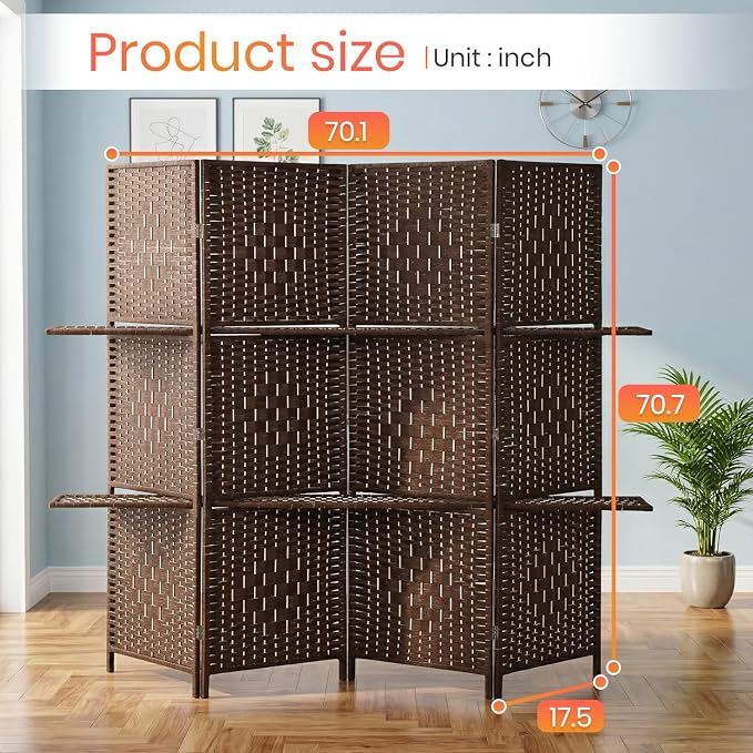 FDW 4 Panel Wood Room Divider - Image 2