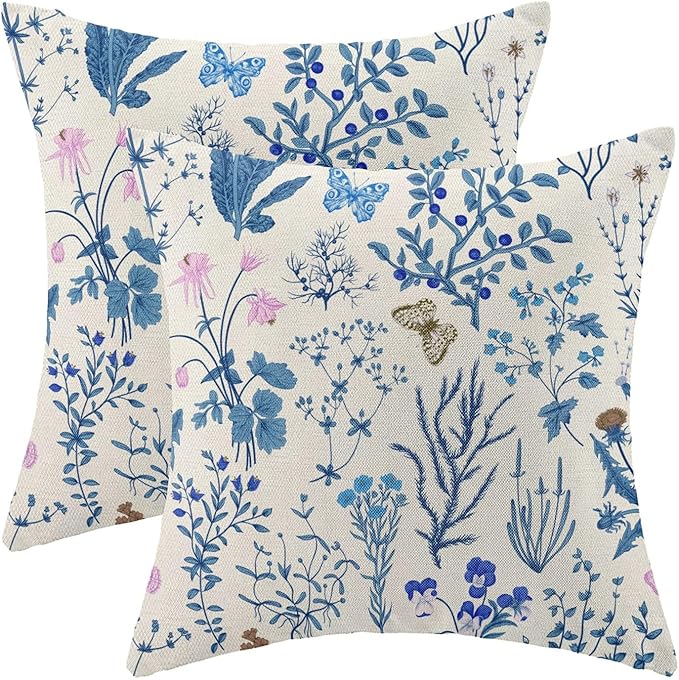 AEIOAE Summer Pillow Covers 16x16 Inch Set of 2, Seasonal Floral Outdoor by AEIOAE