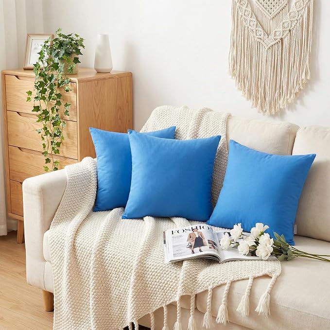 4-Pack 100% Cotton Comfortable Solid Decorative Throw Pillow Case, Thmyo Square - Image 2