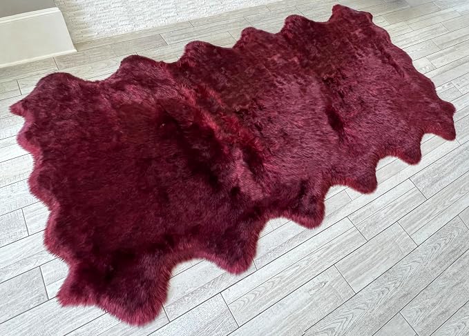 Free Shape Luxury Soft Fluffy Shag Area Rug Duo Decto 12 Pelts 6'x12', 180x360cm by LAMBZYRUGS