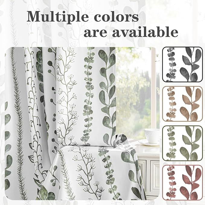 MEETSKY Sage Green Blackout Curtains 95 Inches Long 2 Panels Boho Curtains - Image 2