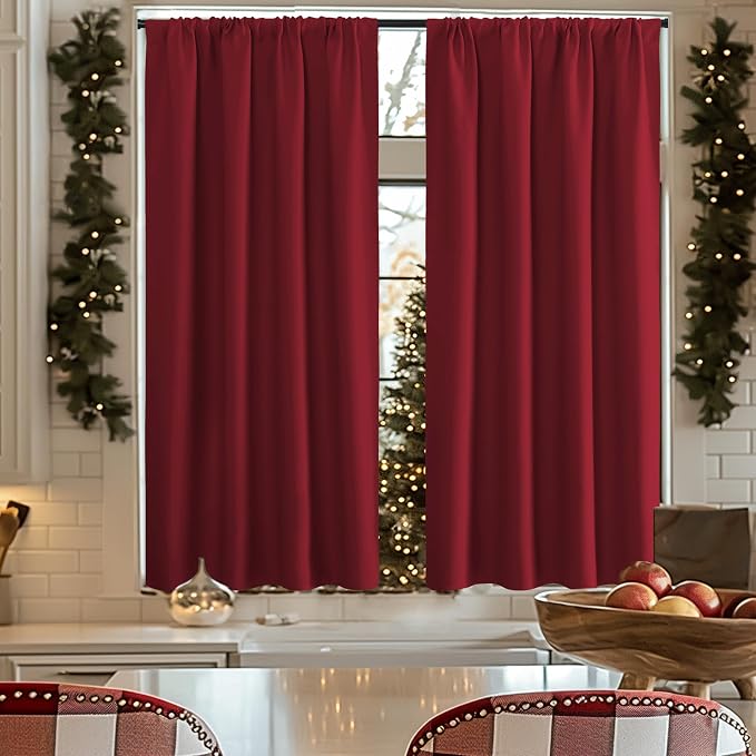 NICETOWN Christmas Burgundy Blackout Curtains and Drapes - Image 2
