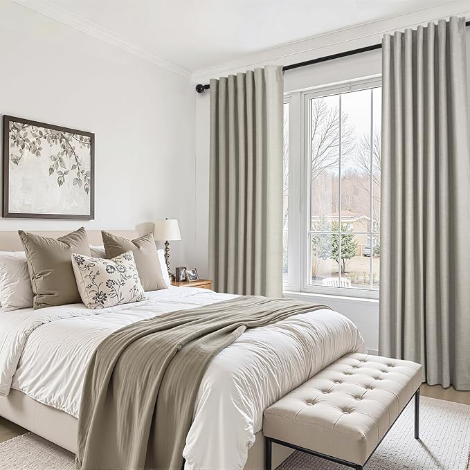 Flax Grey Blackout Curtains 95 Inch Length 2 Panels - Image 6