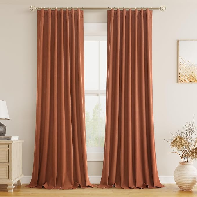 Guken Terracotta 100% Blackout Curtains 84 Inch Length 2 Panels Set Fall by Guken