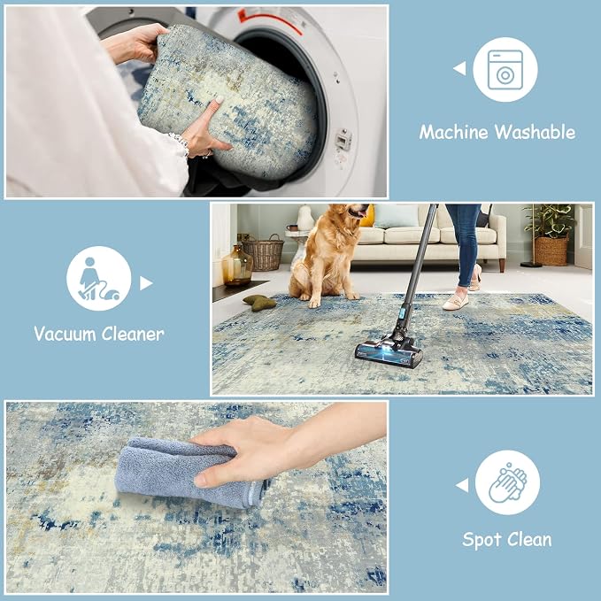 Lahome Modern Abstract Bathroom Runner Rug 2x8, Washable Entryway Rug Runners - Image 5