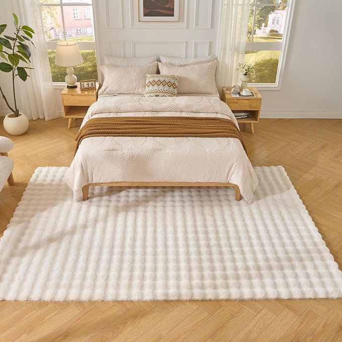 Lotus Karen Fluffy White Rug for Living Room Bedroom, 4x6 Big Bubble Plush shag - Image 7