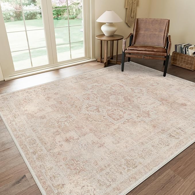 GENIMO 8x10 Area Rugs for Living Room, Machine Washable Non Slip Vintage Rugs by GENIMO