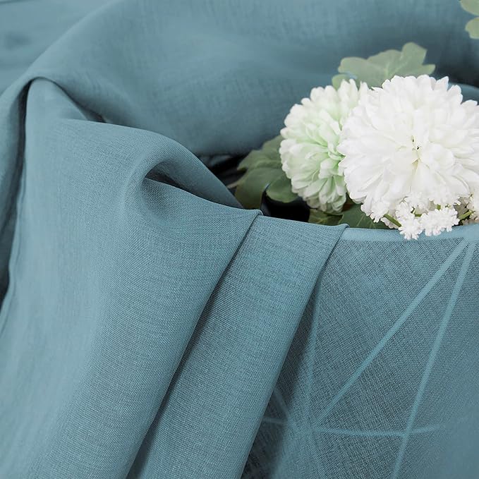 Tollpiz Sheer Curtains Bedroom Linen Textured Curtain Sheers Light Filtering - Image 6