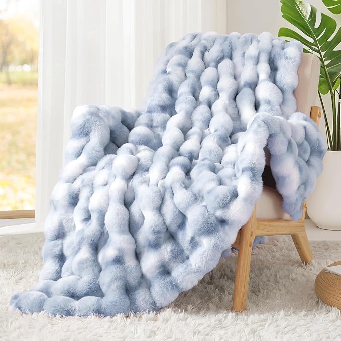 Touchat Luxury 1000GSM Rabbit Faux Fur Blanket, Super Heavy Warm Cozy Brown - Image 7