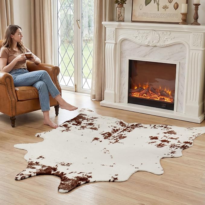 JONIYEAR Large Durable Faux Cowhide Area Rug 4.9 x 6.56 Feet, Premium Cow Print - Image 3
