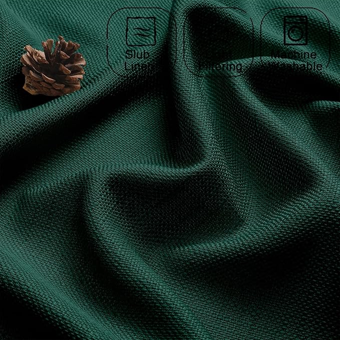 Chyhomenyc Christmas Hunter Green Kitchen Curtains 36 Inch Length, Faux Linen - Image 2