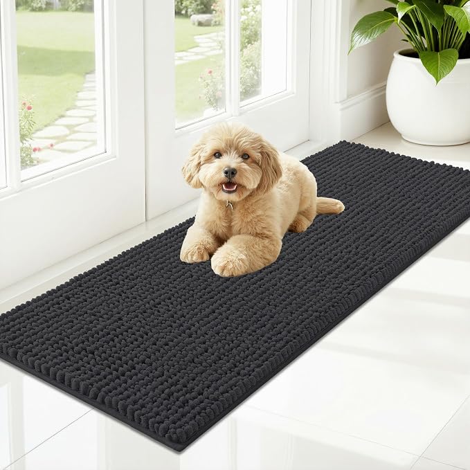 OLANLY Dog Door Mat for Muddy Paws 47x17, Ultra Absorbent Chenille Mud Doormat by OLANLY