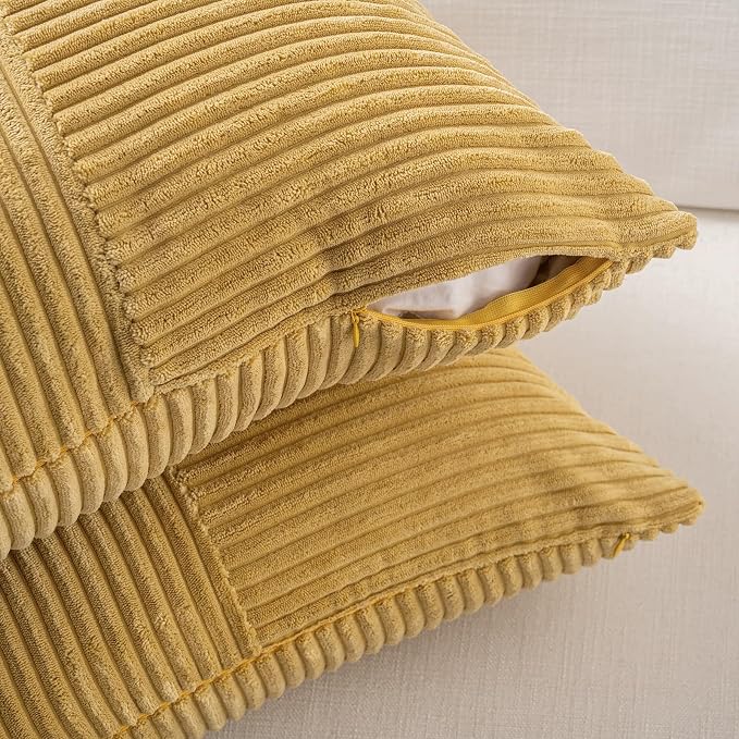 Fancy Homi 2 Packs Mustard Yellow Lumbar Decorative Throw Pillow Covers 20x28 - Image 4