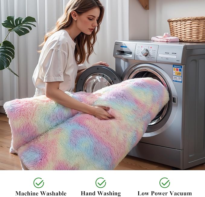 Fluffy 8x10 Large Area Rugs for Girls Bedroom Living Room, Rainbow Soft - Image 5