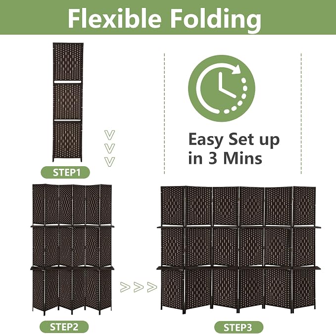 Room Divider 6 Panel Room Screen Divider Folding Portable partition Screen Wood - Image 5