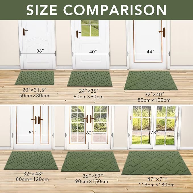 hicorfe Indoor Doormat, Front Back Door Mat TPR Backing Non Slip Mats 20"x31.5" - Image 2