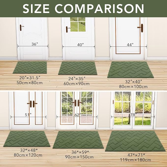 hicorfe Indoor Doormat, Front Back Door Mat Rubber Backing Non Slip Door Mats - Image 3