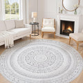 cotiled 8x8 Round Area Rug Living Room: Washable Boho Rugs by COTILED