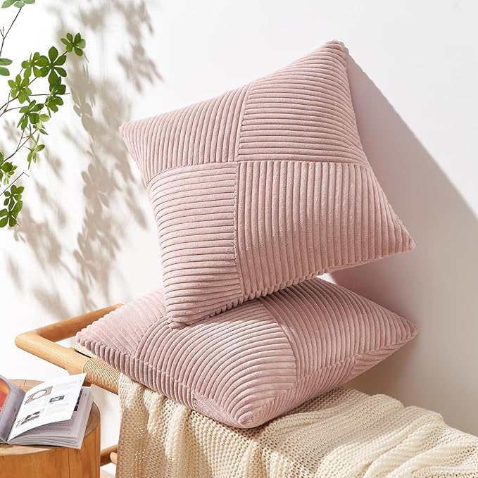 Topfinel Set of 2 Pink Decorative Yellow Throw Pillow Covers 20x20 Inch - Image 3