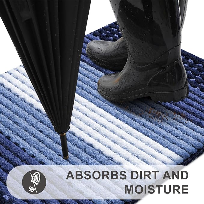 Kitinjoy Indoor Outdoor Door Mat, 71x47 Non-Slip Absorbent Dirt Trapper - Image 2