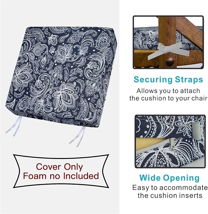 NettyPro Outdoor Patio Chair Seat Cushion Covers Set 4, Water Resistant UV - Image 4