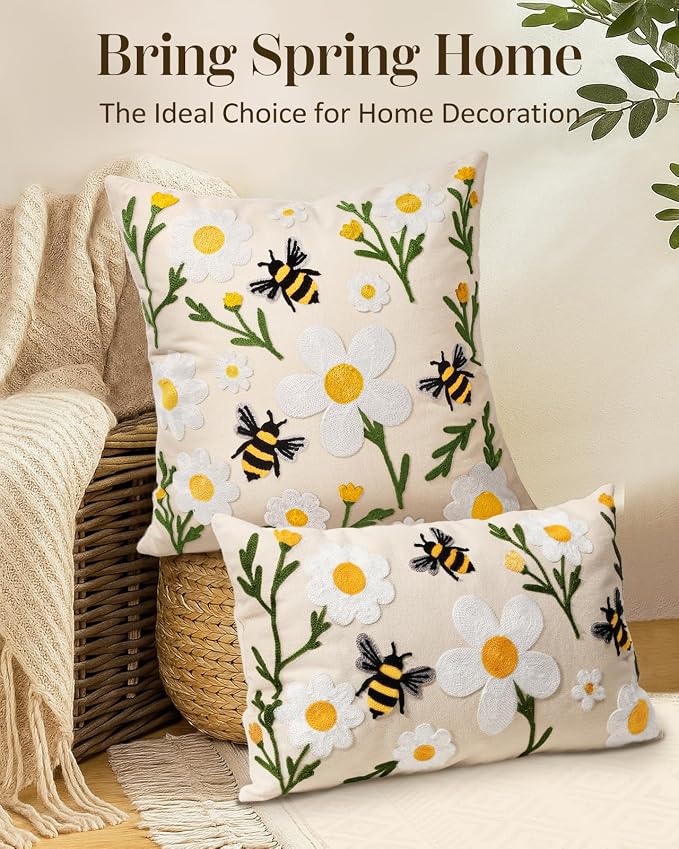 Embroidered Lumbar Pillow Cover 20x12 Inch - Image 5