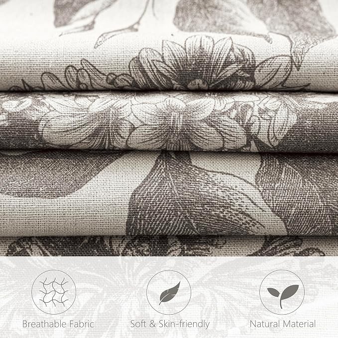 Foindtower Set of 2 Linen Floral Vintage Throw Pillow Covers Neutral Accent - Image 2