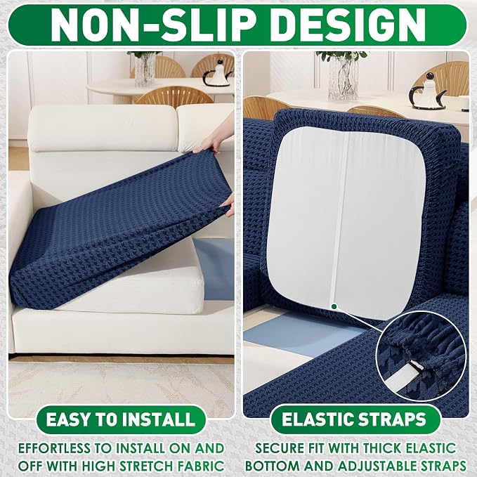 MAXIJIN Couch Cushion Covers for Sectional Sofa, Stretch Sofa Cushion Cover - Image 5