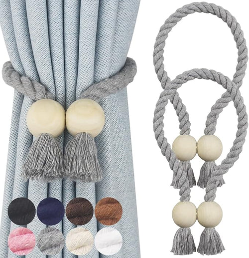 2 Pack Magnetic Curtain Tiebacks Cotton Hand Woven Tie Back Decorative Rope by CurtianTiebacks