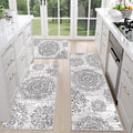 HEBE Farmhouse Kitchen Rugs Sets of 3 Non Slip Washable Boho Kitchen Rugs and by HEBE