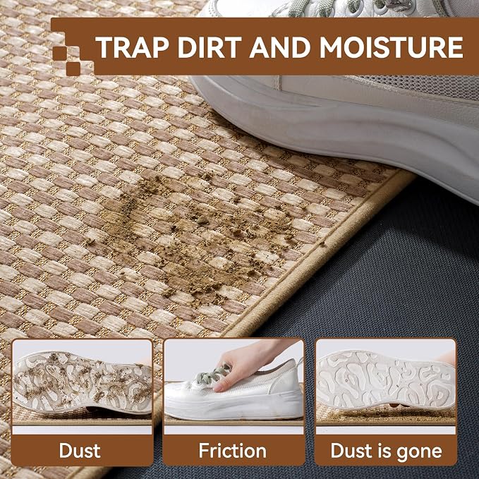 Front Door Mat 24''x35'', Absorbent Dirt Resist Washable Non Slip Low-Profile - Image 3